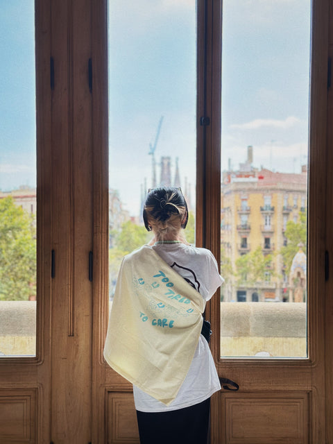 “Too Tired To Care” Heavy Weight Tee (Beige)