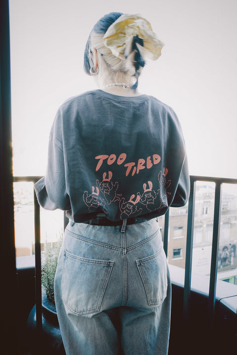 “Too Tired To Care” Heavy Weight Tee (Dark Grey)