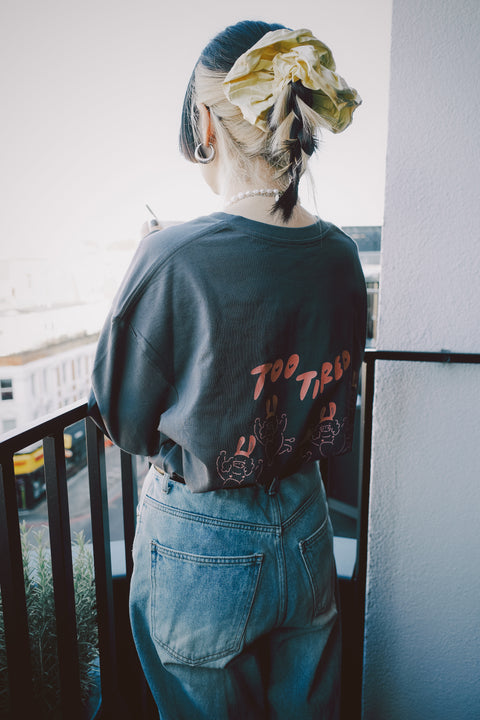 “Too Tired To Care” 300g Heavy Weight Tee (Dark Grey)