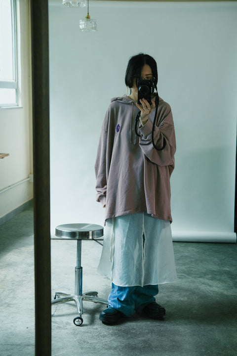 Twins Tee Oversized Hoodie (Dirty Purple)